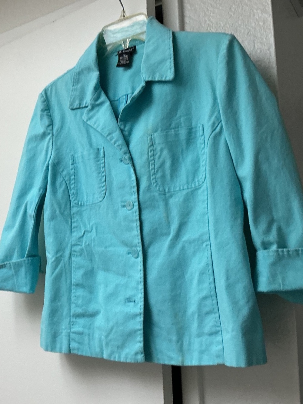 Vintage Rafaella jacket vintage 3 quarter sleeves  cotton spandex  turquoise